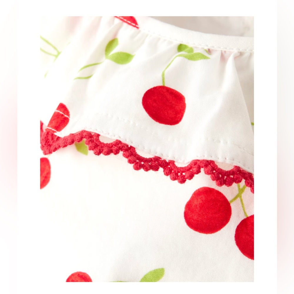 Gymboree Girls 🍒 Cherry Tiered Dress - Very Cherry - Picture 2 of 4